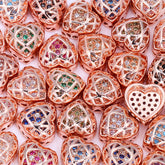 Formato de coração em ouro rosa banhado de alta qualidade Charms de liga de costura incrustados zirconia cúbica